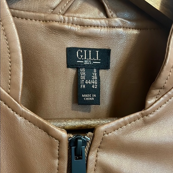 Brown Faux Leather Jacket with Peplum Waist, Women’s 8 - Picture 2 of 9